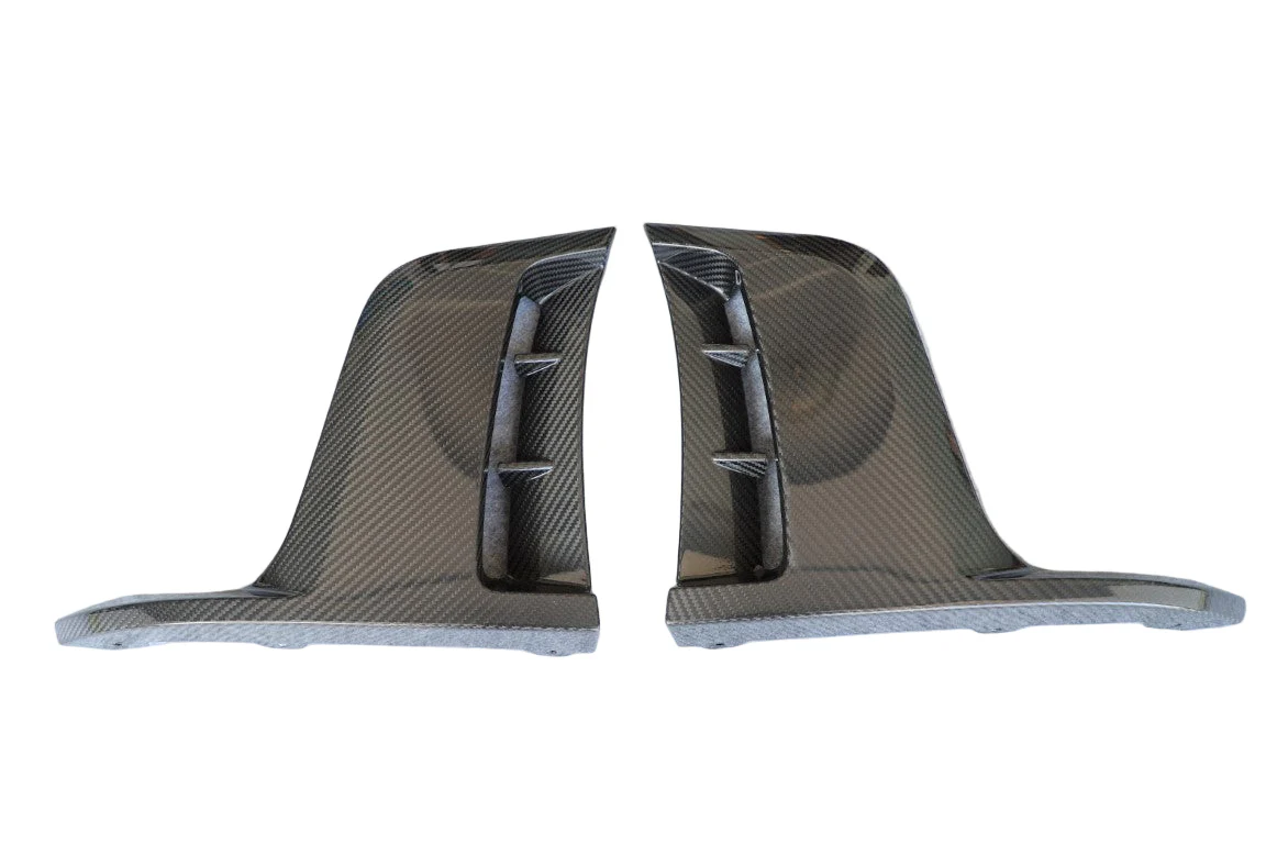 DuPont Tech Front Corner Splitter Canards for GT4RS Conversion Style Front Bumper Dry Pre-preg Carbon Fiber