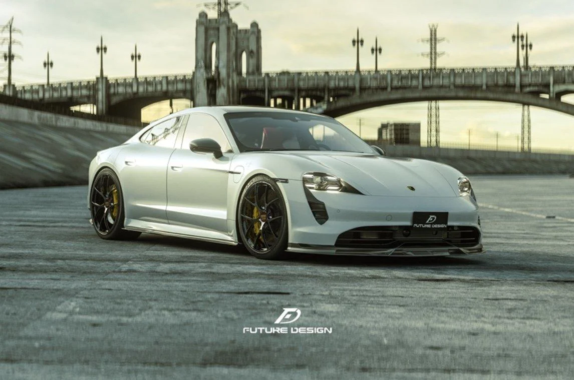 Future Design FD V2 Carbon Fiber FRONT LIP SPLITTER for Porsche Taycan Base 4S GTS