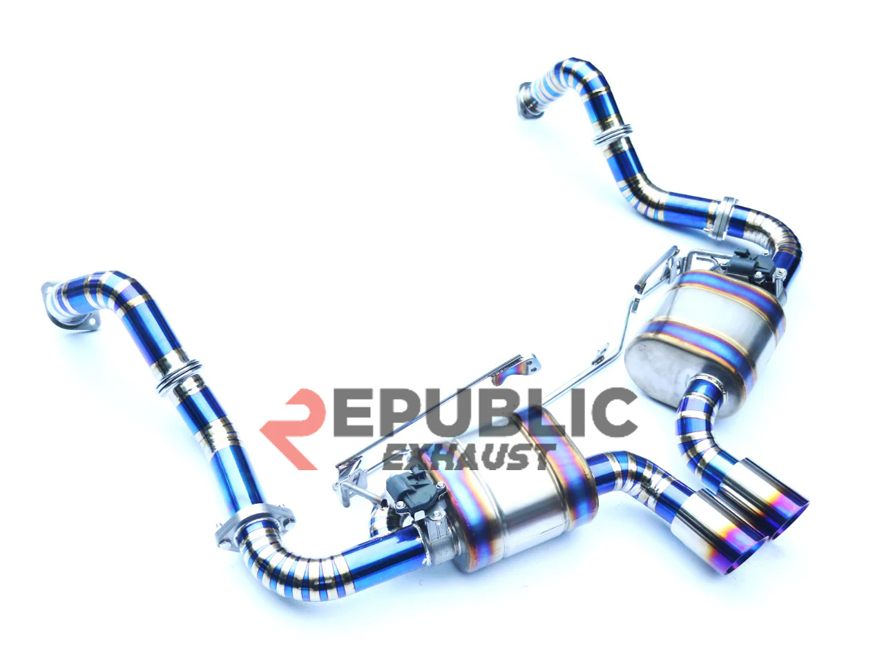 Republic Exhaust Axle-back Exhaust Center Exit with Valve for Porsche 981 Cayman & Boxster S/GTS 2014-2016 Titanium/Stainless Steel