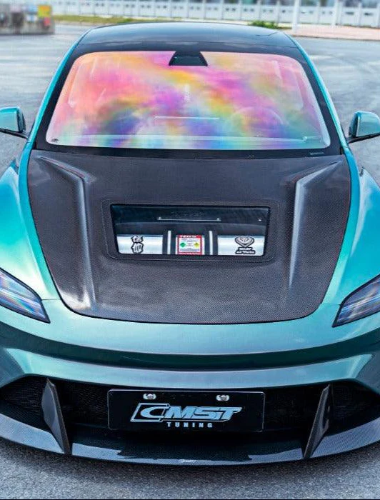 CMST Tuning V2 Tempered Glass Clearview Hood for Tesla Model 3 Highland / Performance Carbon Fiber/FRP