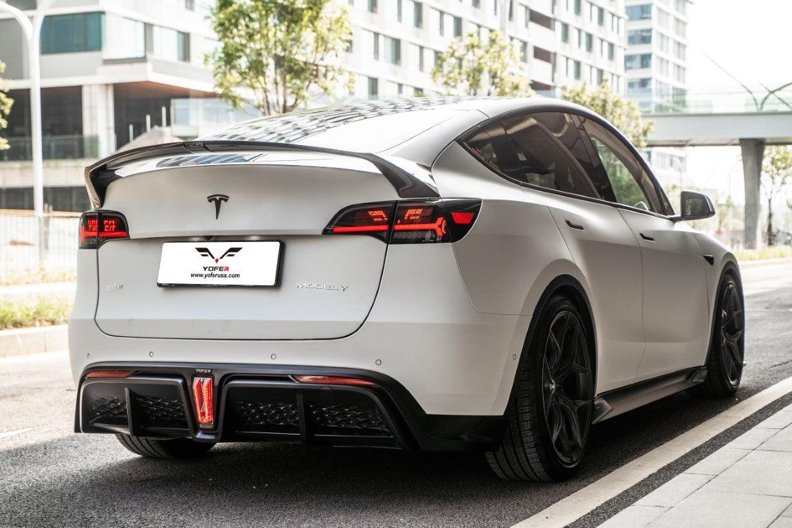 Yofer USA Loong Flames Rear Spoiler Wing for Tesla Model Y / Performance 2020-2025 Carbon Fiber