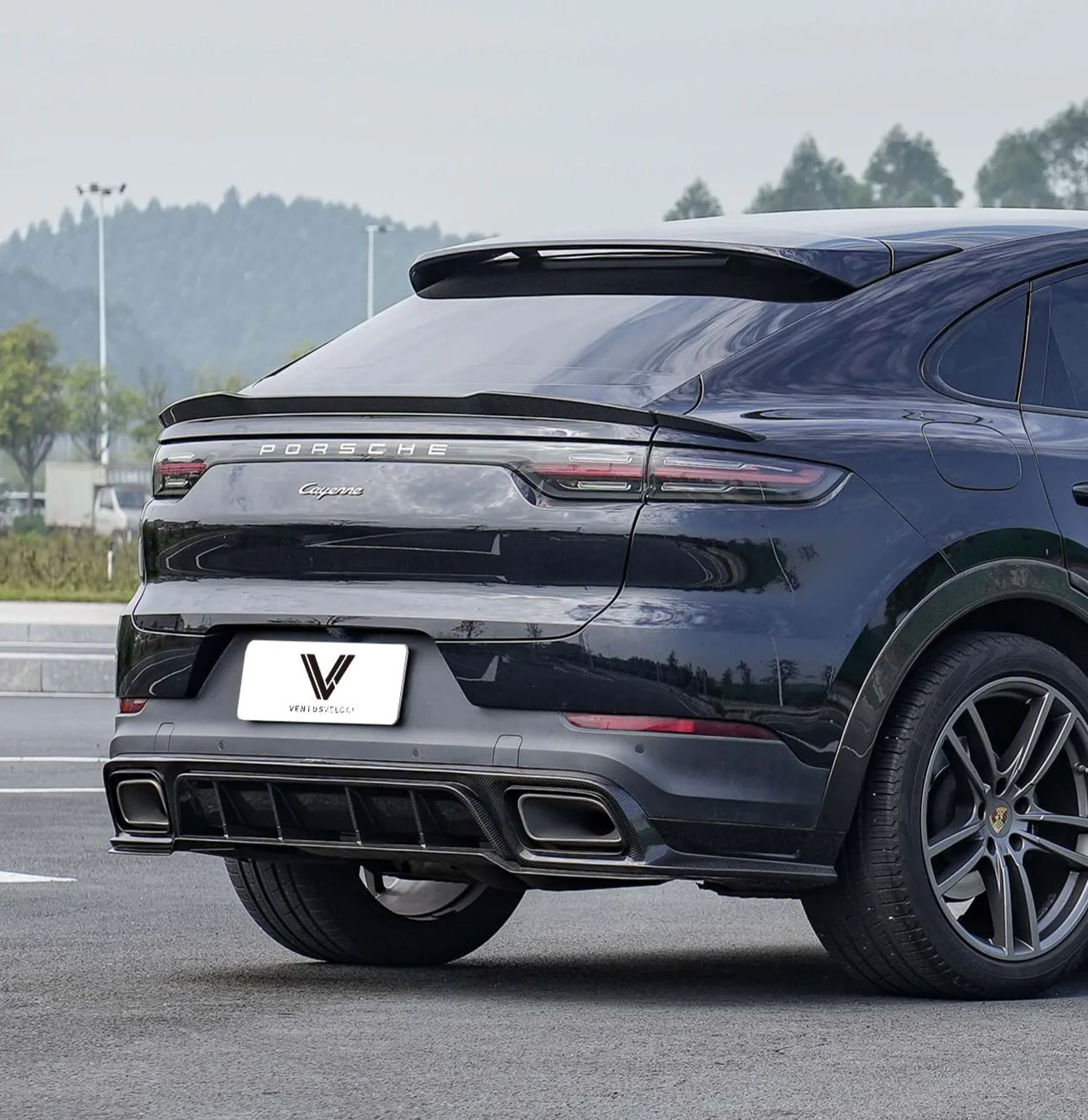 Ventus Veloce Rear Diffuser for Porsche Cayenne 9Y0 9Y0.1 9Y0.2 Coupe 9Y3 9Y3.1 9Y3.2 Turbo/E-Hybrid Carbon Fiber