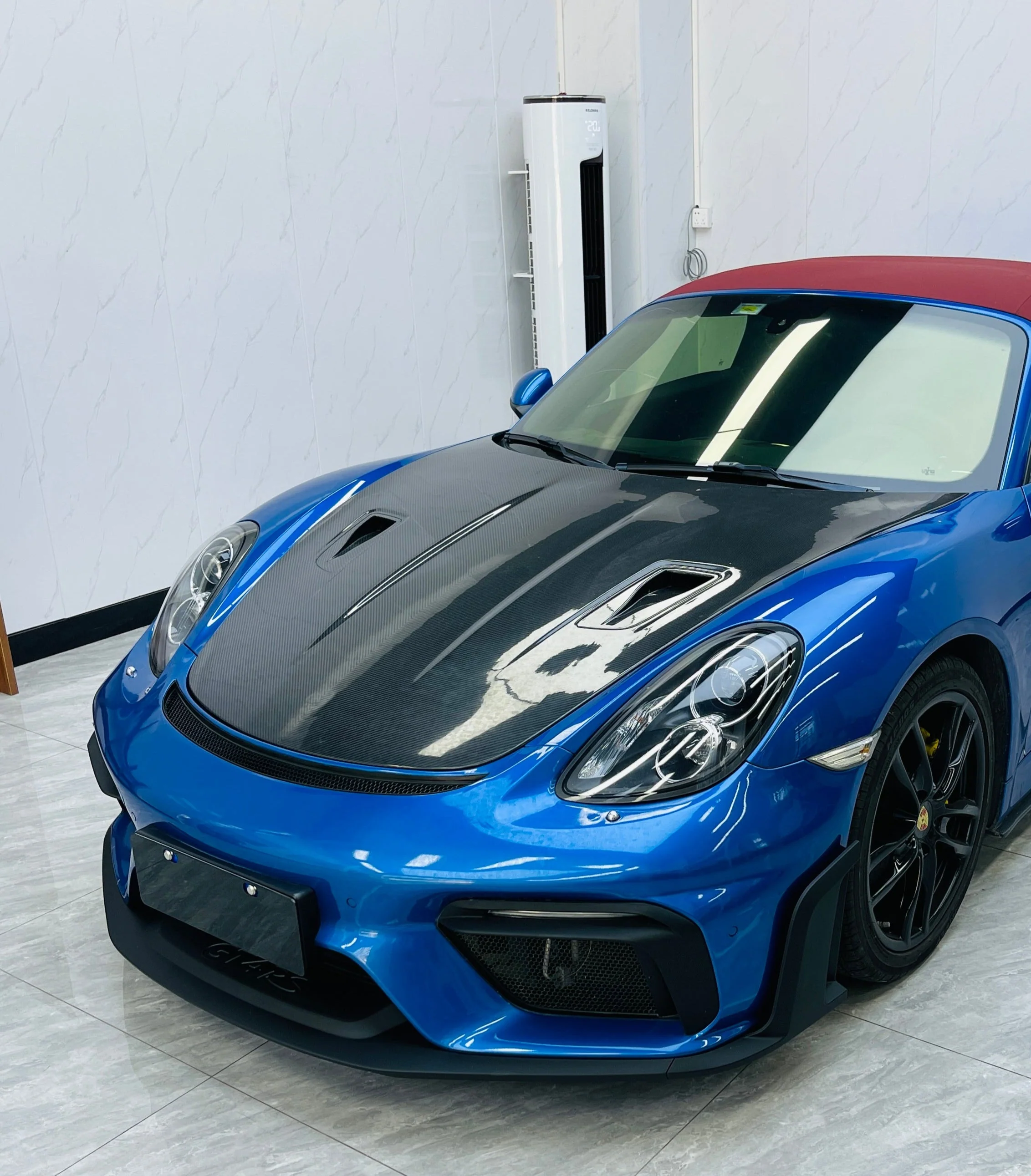 Dupont Tech Spyder Conversion Style Front Bumper & Trim for Porsche 981 Cayman Boxster 2017-2016 PP Polypropylene / Carbon Fiber