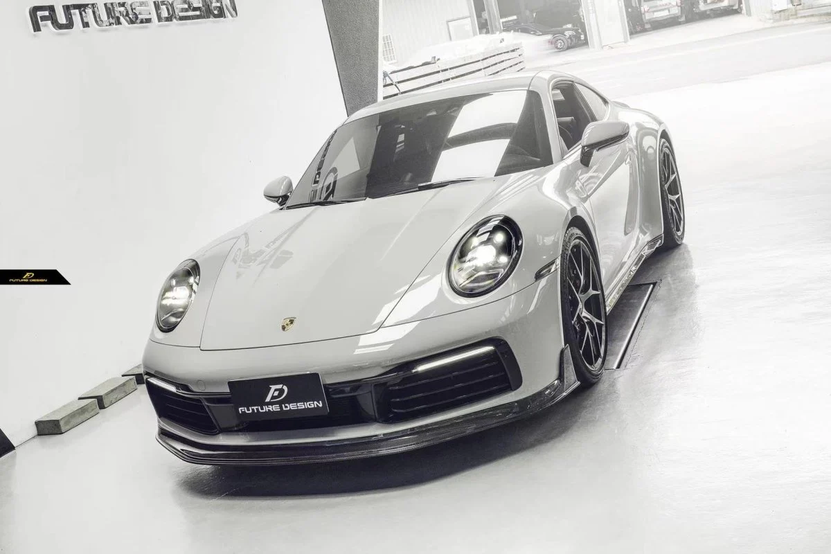 Future Design Carbon Fiber FRONT LIP SPLITTER for Porsche 992 Carrera & 4 & S & 4S