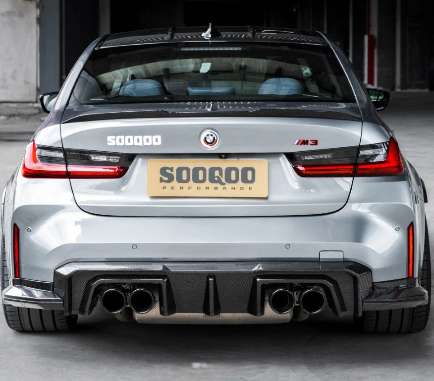 SOOQOO USA B Style Without Light Rear Diffuser & Canards for BMW M3CS G80 G81 & M4CS G82 G83 2021-ON Dry Pre-preg Carbon Fiber