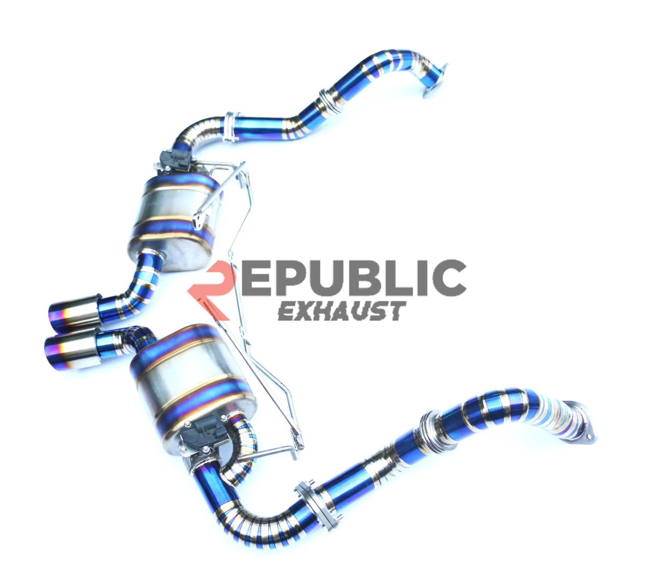 Republic Exhaust Axle-back Exhaust Center Exit with Valve for Porsche 981 Cayman & Boxster S/GTS 2014-2016 Titanium/Stainless Steel