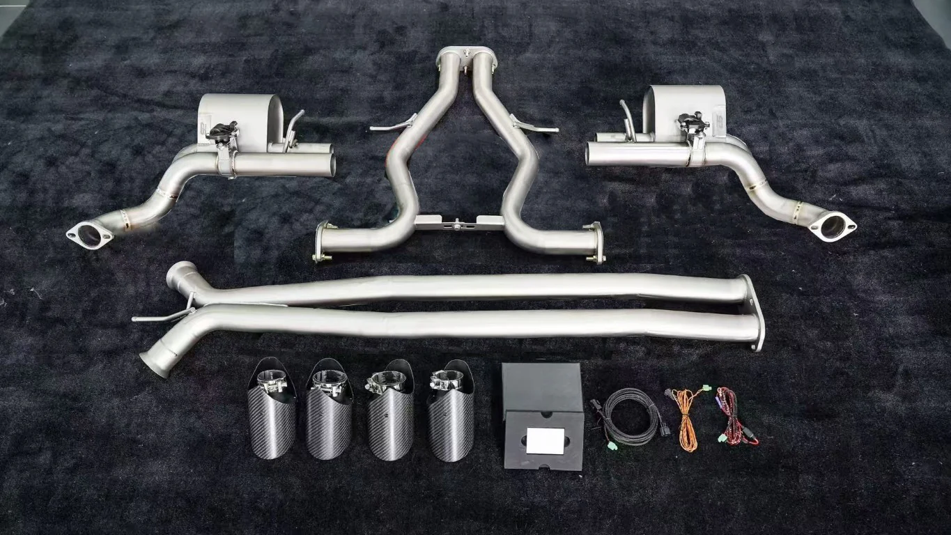 ArmorExtend Catback Exhaust Quad Exit Tips with Valve for Porsche Panamera 976 E-Hybird 2024-ON Stainless Steel/Titanium