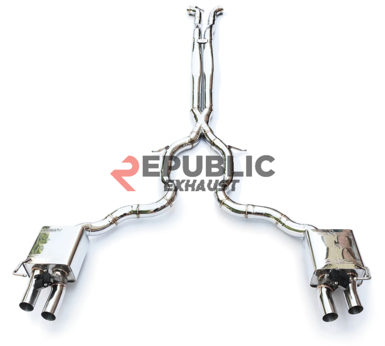 Republic Exhaust Catback Exhaust Quad Exit Tips with Valve for Porsche Panamera 4S 971.1 971.2 2017-2023 Titanium/Stainless Steel