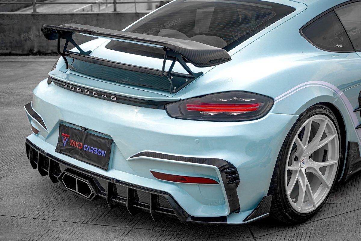 TAKD Carbon Rear Bumper for Porsche 718 Cayman / Boxster / GTS 2017-ON Carbon Fiber