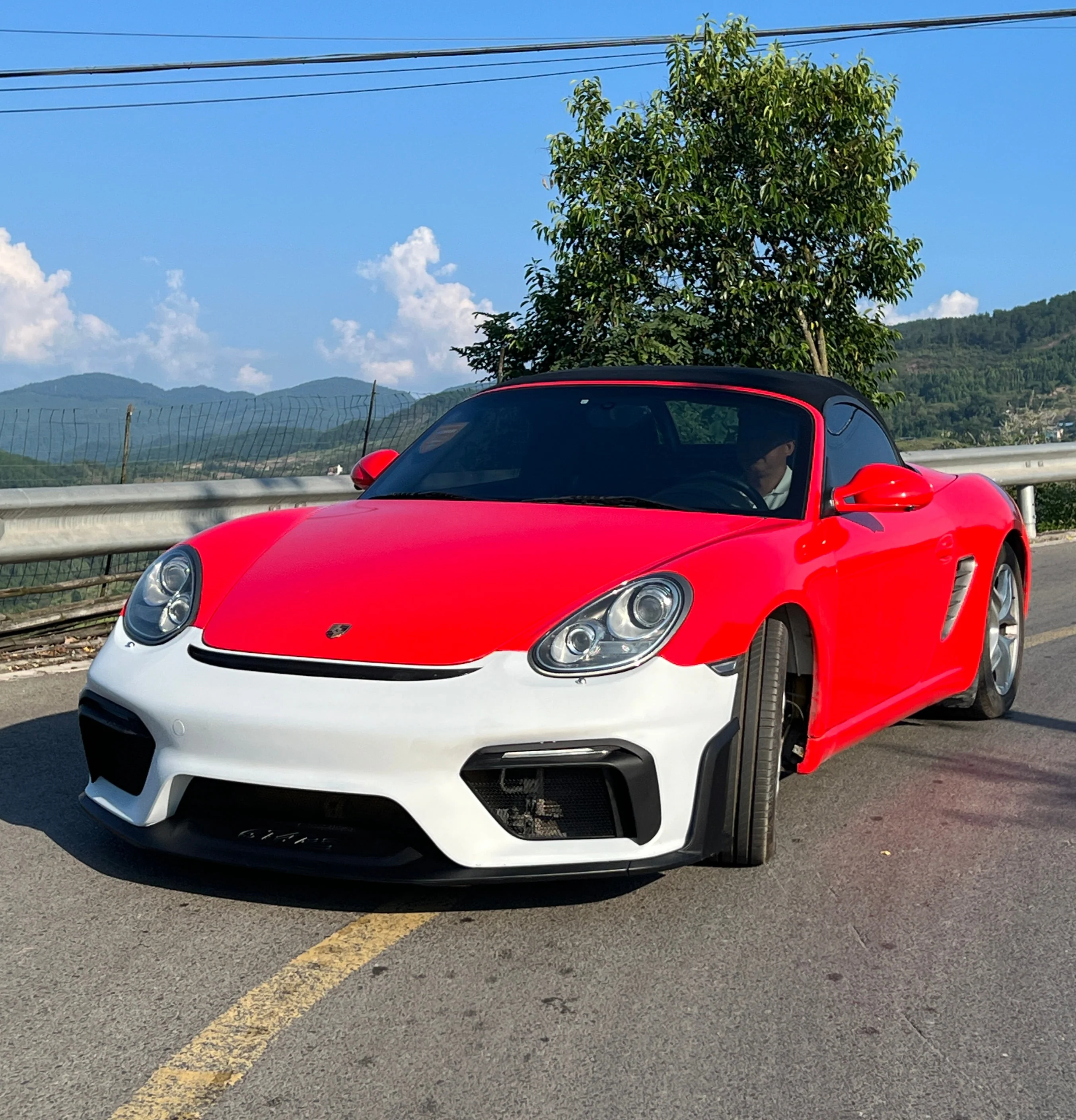 Dupont Tech Spyder Conversion Style Front Bumper & Trims for Porsche 987.1 987.2 2005-2012 Cayman & Boxster PP Polypropylene/Dry Pre-preg Carbon Fiber