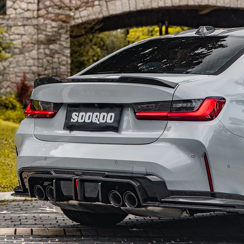 SOOQOO USA With Light Rear Diffuser & Canards for BMW M3/C/CS G80 G81 & M4/C/CS/CSL G82 G83 Carbon Fiber