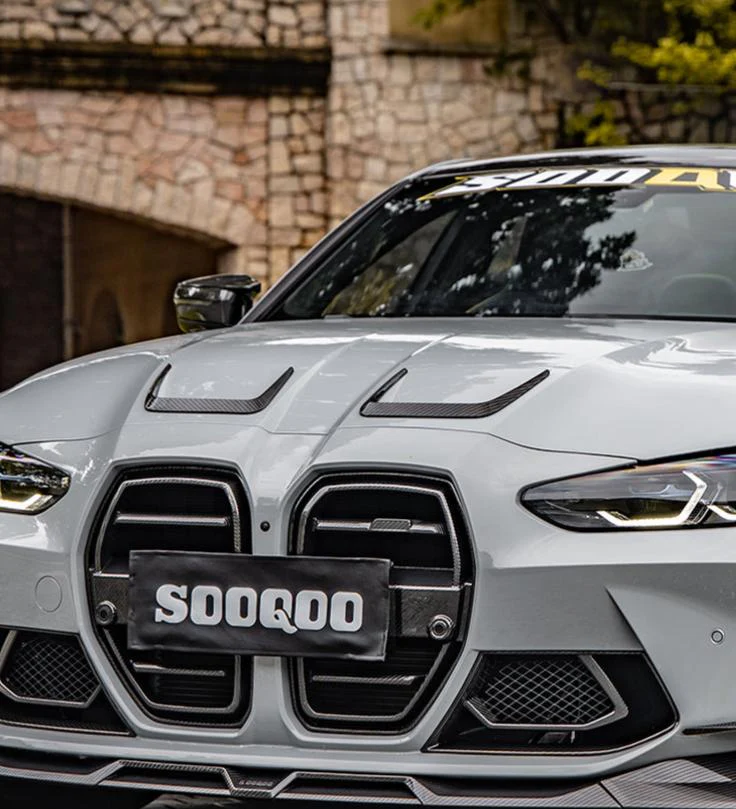 SOOQOO USA Hood Vent X Style Trim for BMW M3 G80 G81 & M4 G82 G83 Pre-preg Carbon Fiber