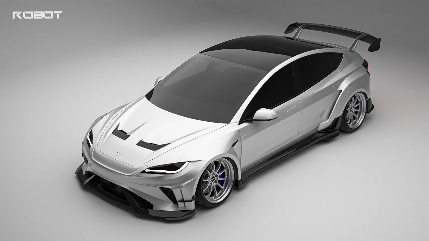 Robot Craftsman Hacker Widebody Front Bumper & Lip for Tesla Model 3 Highland / Performance Carbon Fiber/FRP