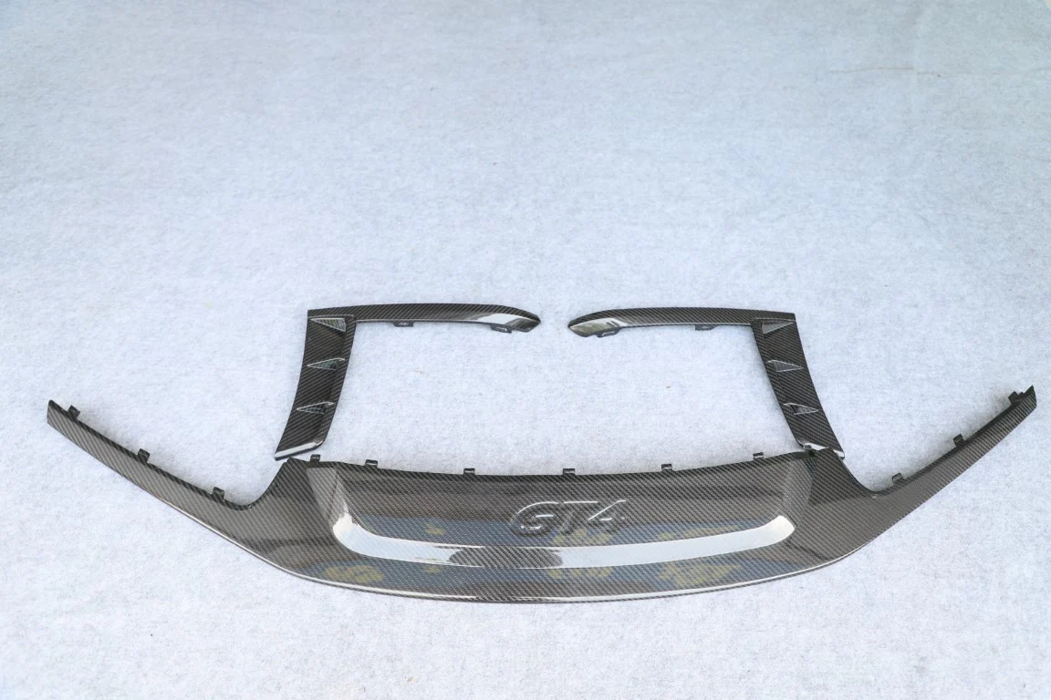 DuPont Tech With GT4 Logo Front Lip & Corner Splitters for GT4 Conversion Style Front Bumper Dry Pre-preg Carbon Fiber