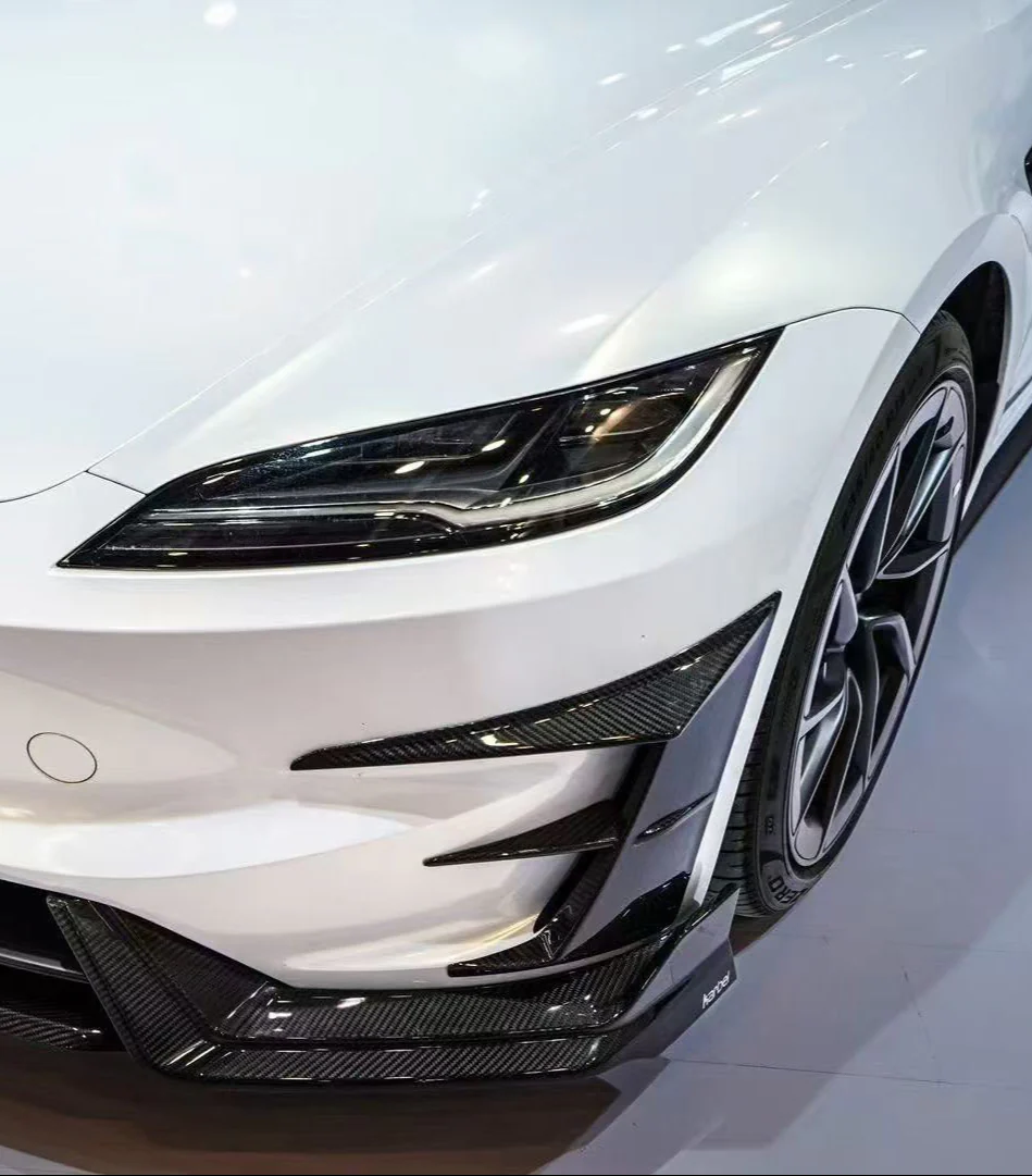 Karbel Carbon Front Canards & Upper Valences for Tesla Model 3 Highland Performance 2024-ON Dry Pre-preg Carbon Fiber/FRP