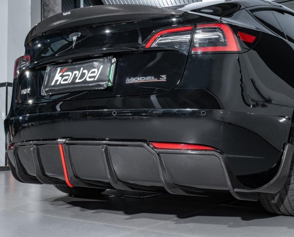 Karbel Carbon Rear Diffuser & Canards for Tesla Model 3 / Performance Pre-preg Carbon Fiber