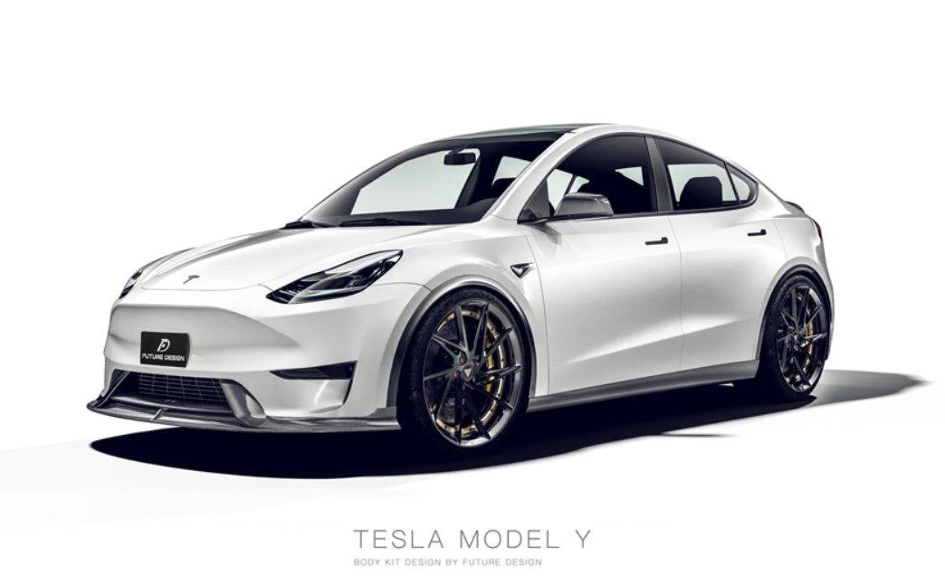 Future Design Carbon Fiber FRONT LIP SPLITTER for Tesla Model Y / Performance