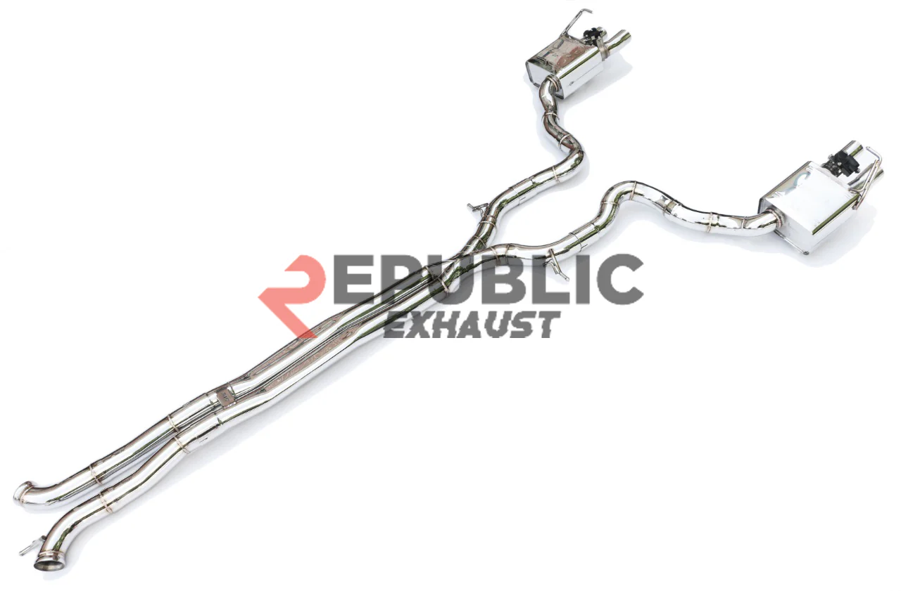 Republic Exhaust Catback Exhaust Quad Exit Tips with Valve for Porsche Panamera 4S 971.1 971.2 2017-2023 Titanium/Stainless Steel