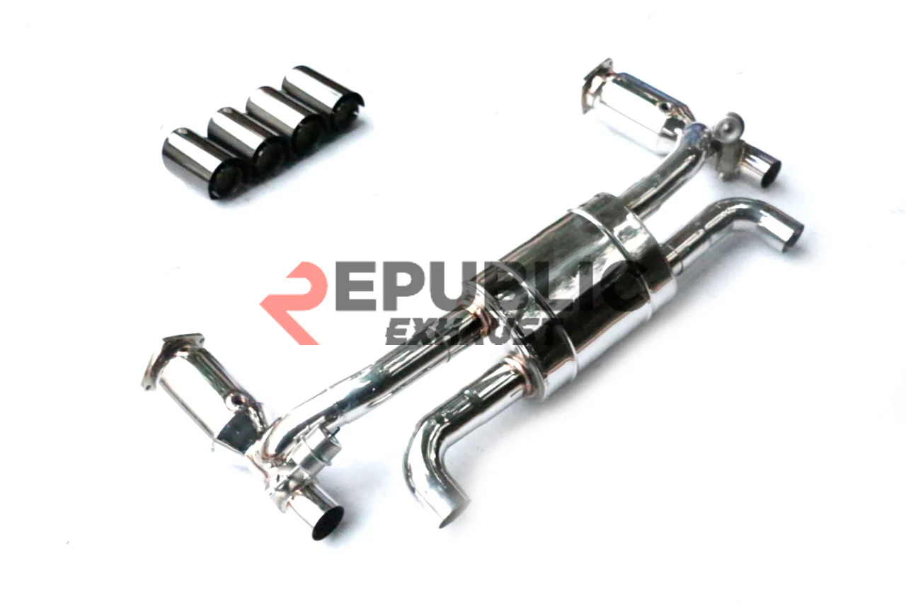 Republic Exhaust Axle-back Exhaust Quad Exit Tips with Valve for Porsche 991.2 Carrera Base/S/T/Targa/4/4S/GTS 2017-2019 Titanium/Stainless Steel