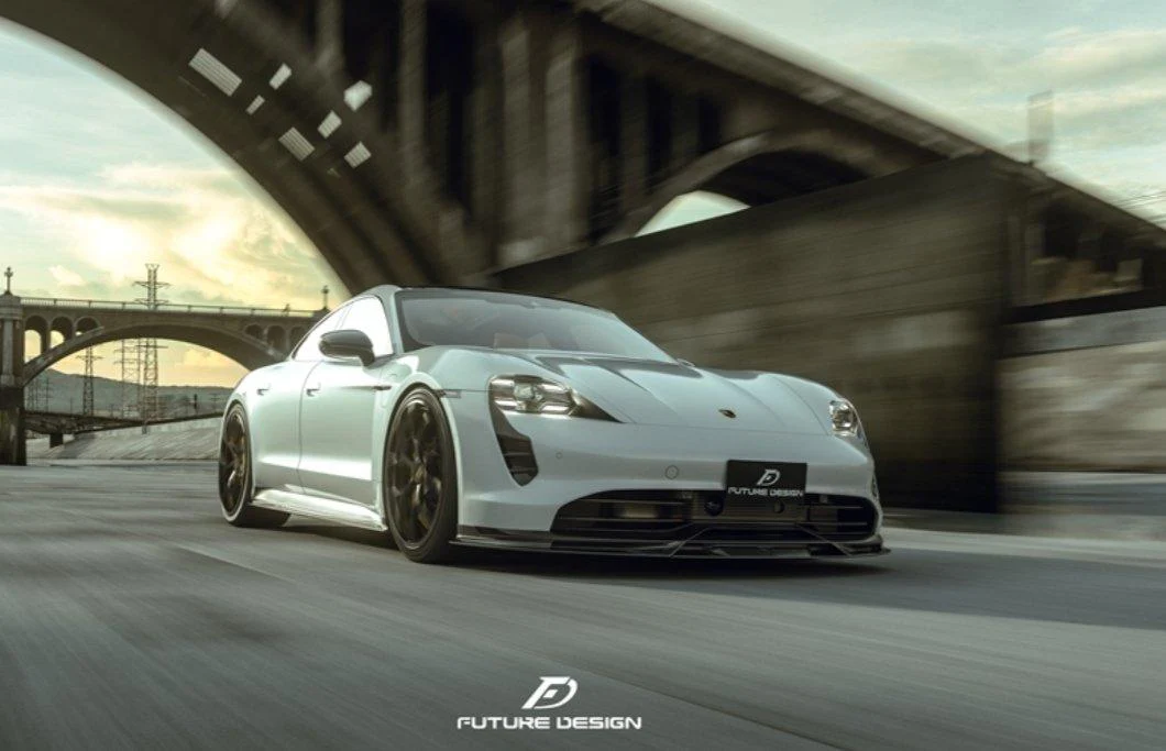 Future Design FD V2 Carbon Fiber FRONT LIP SPLITTER for Porsche Taycan Base 4S GTS