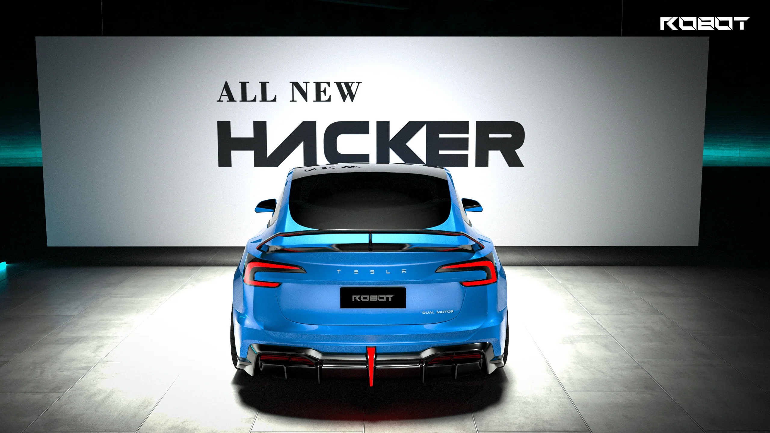 Robot Craftsman Hacker Rear Wing for Tesla Model 3 Highland / Performance Sedan Carbon Fiber/FRP