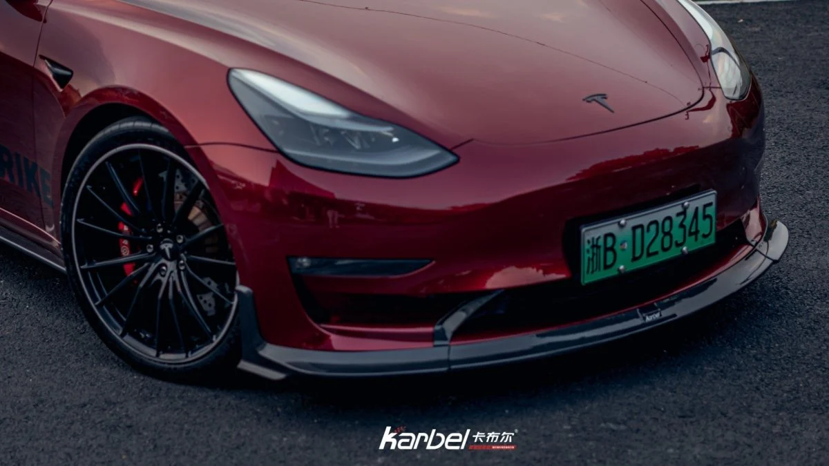 Karbel Carbon Front Lip Splitter for Tesla Model 3 / Performance Pre-preg Carbon Fiber