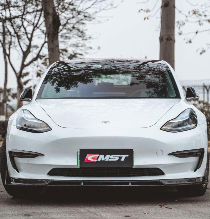 CMST Tuning V2 Front Lip Splitter for Tesla Model 3 Performance/Base Carbon Fiber/FRP