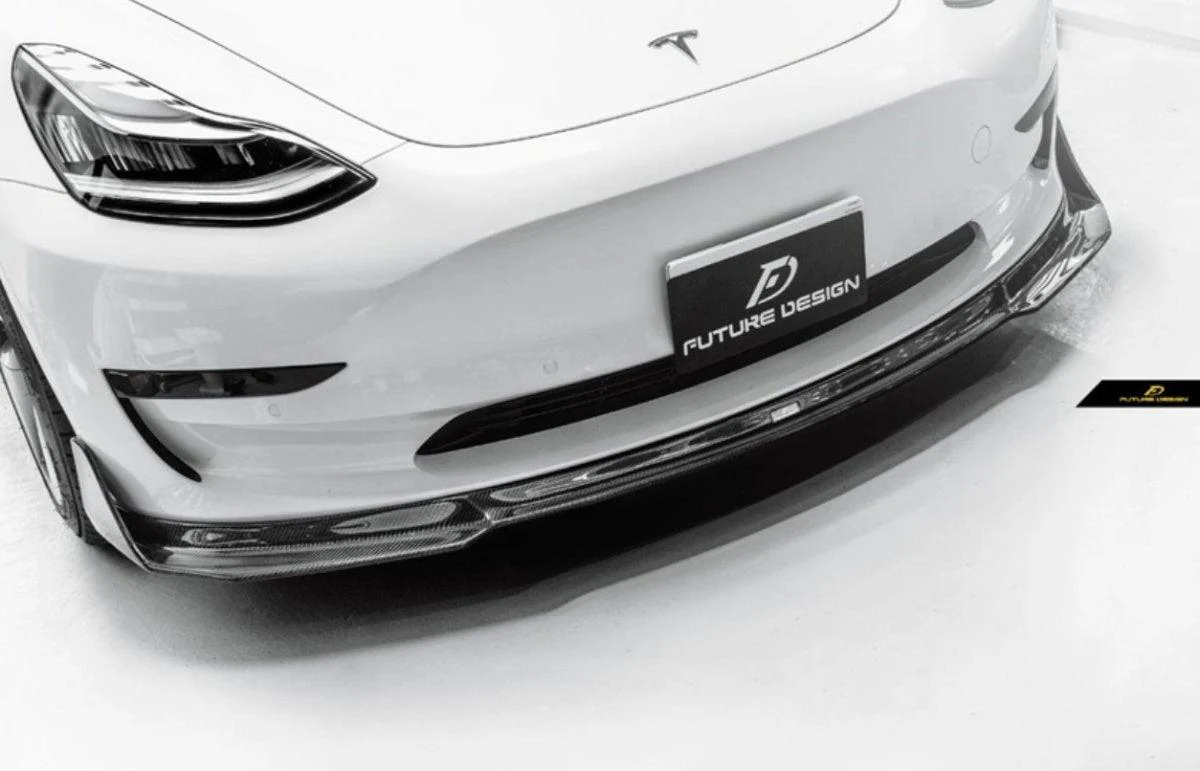 Future Design Carbon Fiber FRONT LIP SPLITTER for Tesla Model 3