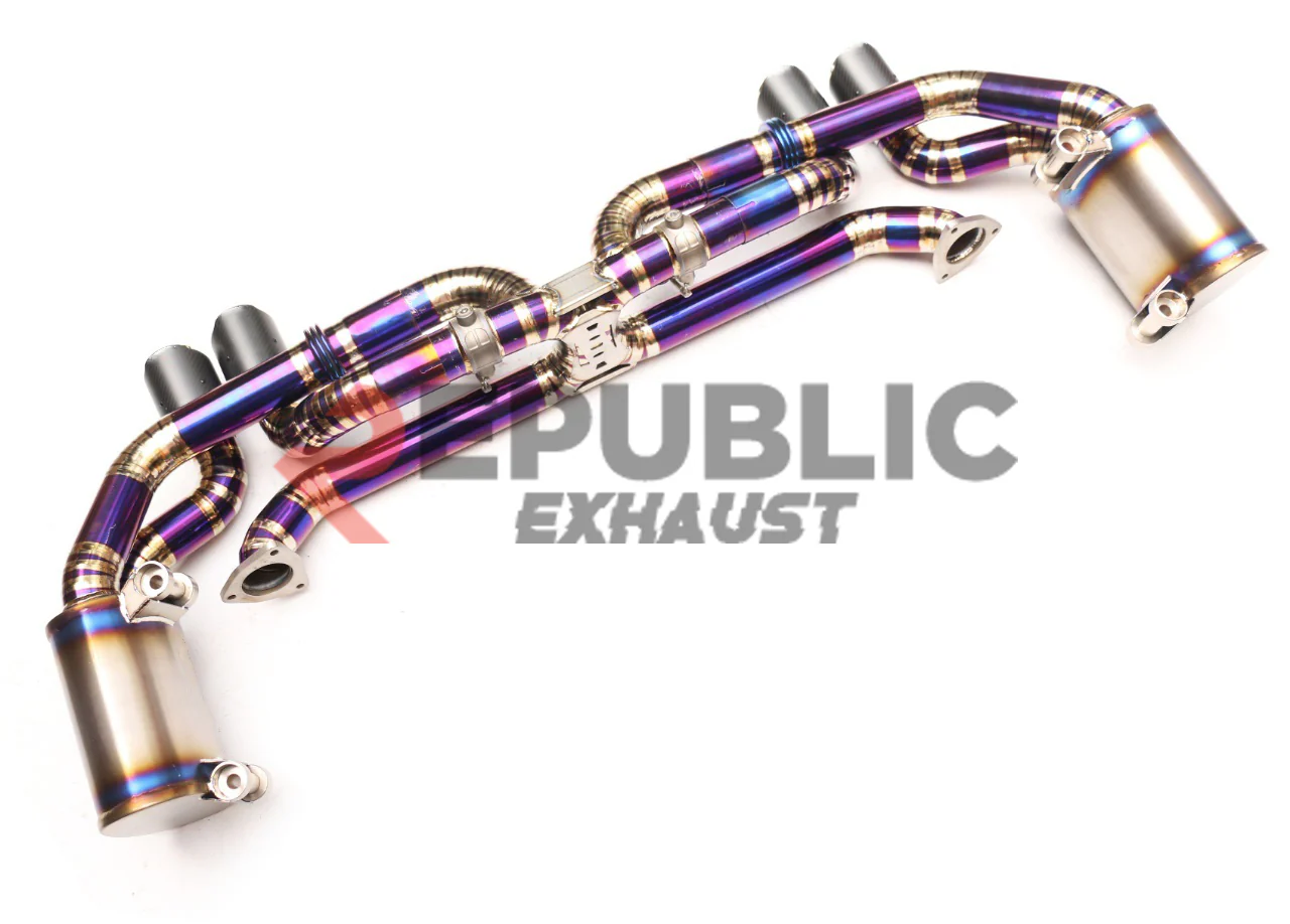Republic Exhaust Catback Exhaust Quad Exit Tips with Valve for Porsche 991.1 Base / 4 / Targa 4 3.4L 2012-2016 Stainless Steel